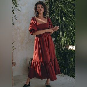 Elegant Red Linen Dress Brand New from Bali Lane
